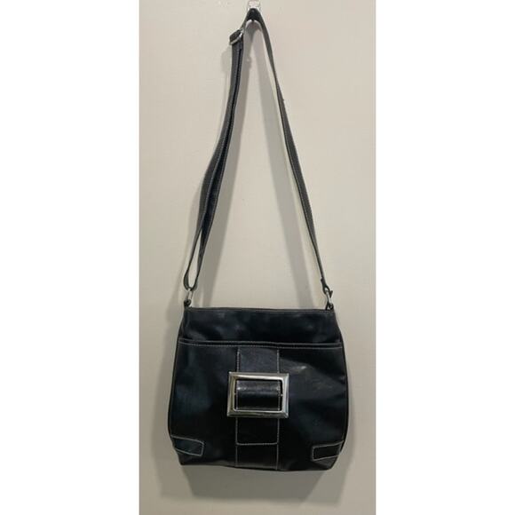 Nine West Leather Small Black Shoulder Purse Crossbody Silver Hardware Bag - Picture 1 of 11